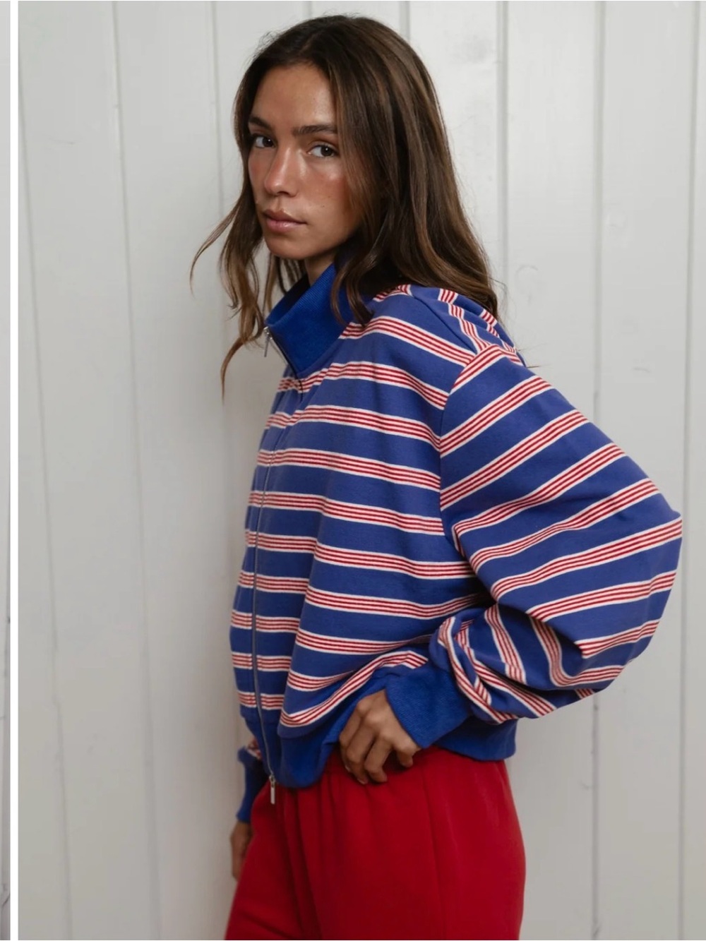 Parke Sailor Stripe Zip Up MockNeck